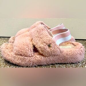 Kate Spade Mozzy Pink Designer Plush Slippers Comfy House Shoes Women's 8M